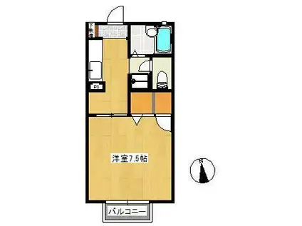 フローラルA(1K/1階)の間取り写真