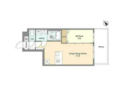 オープンブルーム和光(1LDK/B1階)の間取り写真