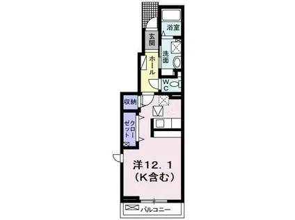 シャン ジェルメ・アイ(ワンルーム/1階)の間取り写真