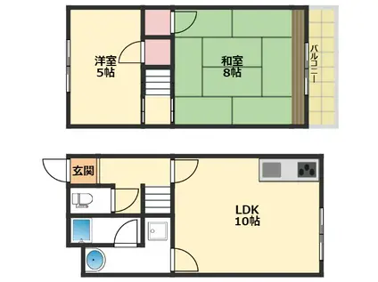樫木ハイツII(2LDK/1階)の間取り写真