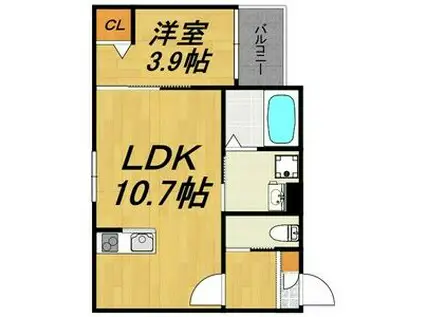 LECOCON桑名IV(1LDK/1階)の間取り写真
