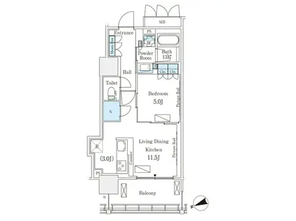 ロイヤルパークス品川(1LDK/7階)の間取り写真
