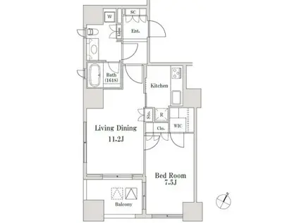 ラサンテ一番町(1LDK/2階)の間取り写真