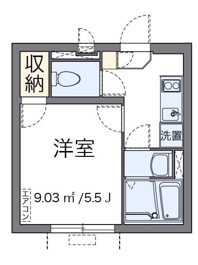 KMメゾン(1K/1階)の間取り写真