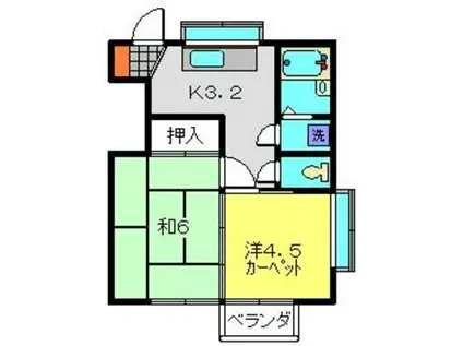 ＪＲ横須賀線 新川崎駅 徒歩5分 2階建 築33年(2K/1階)の間取り写真