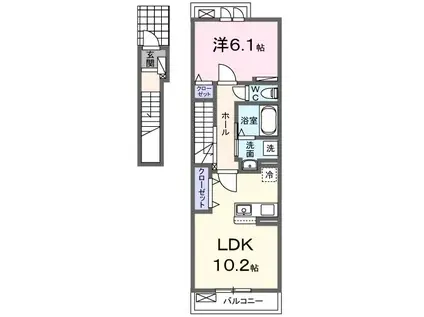 サブライム 尾張(1LDK/2階)の間取り写真