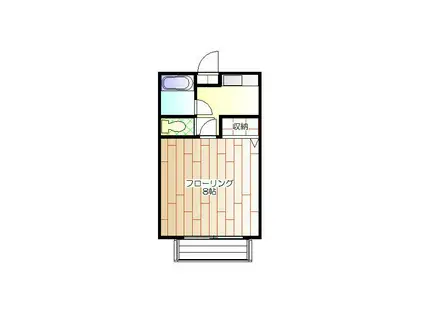 シャロムI(1K/2階)の間取り写真