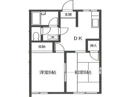 ハイネス藤崎(2DK/1階)の間取り写真