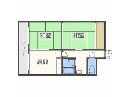 琴似コーポ(2DK/6階)の間取り写真