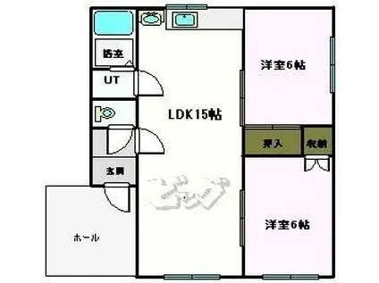 フラワーマンション2号館(2LDK/1階)の間取り写真