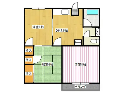 グリーンヒルB(3DK/2階)の間取り写真