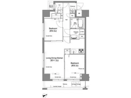プラウドフラット鶴見I(2LDK/4階)の間取り写真