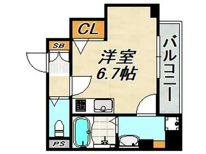 真野マンション(ワンルーム/6階)の間取り写真
