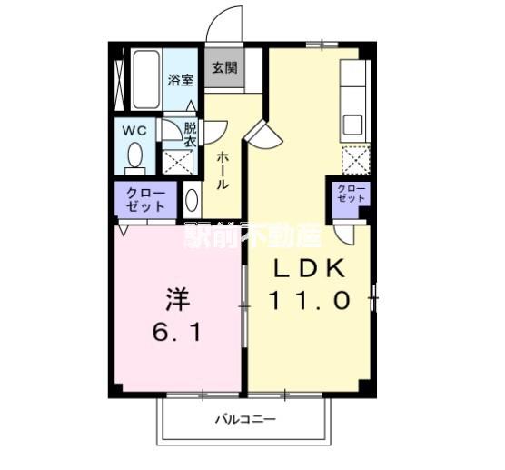 ルナハウス(1LDK/1階)の間取り写真