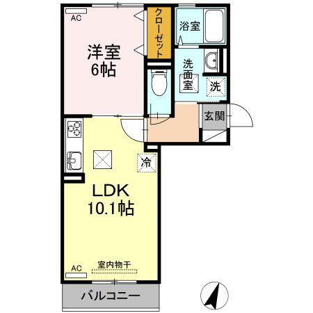 ヴィラ一の坂(1LDK/1階)の間取り写真