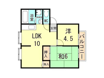 カサベルデ中澤B棟(2LDK/1階)の間取り写真