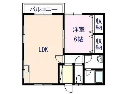 アップストーン(1LDK/1階)の間取り写真