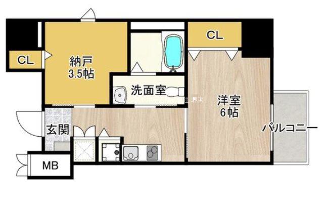 ディアコート宿屋町(2K/9階)の間取り写真