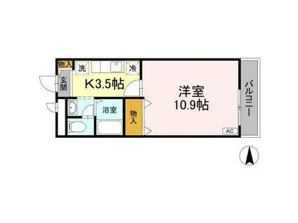 リビングアレイK(1K/2階)の間取り写真