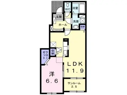 ジェネシス(1LDK/1階)の間取り写真