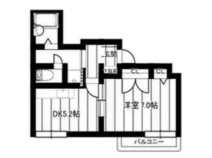 ロワール八幡(1DK/1階)の間取り写真