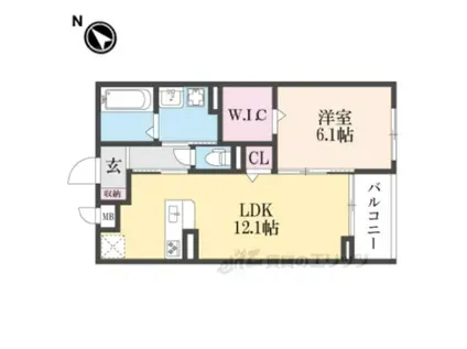 スターリーガーデン(1LDK/2階)の間取り写真