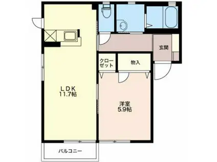 アーバンコートB(1LDK/1階)の間取り写真