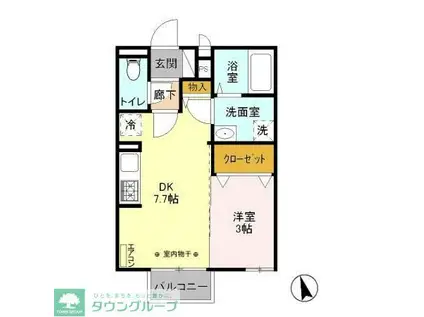 ルーチェおゆみ野(1DK/2階)の間取り写真