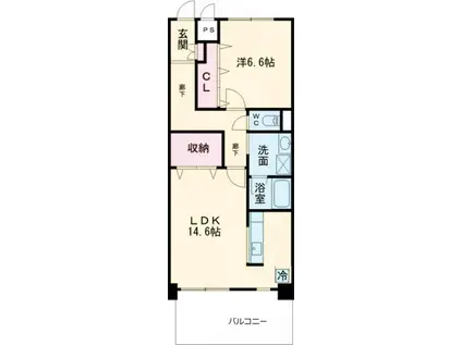 SUN RISE太田(1LDK/3階)の間取り写真