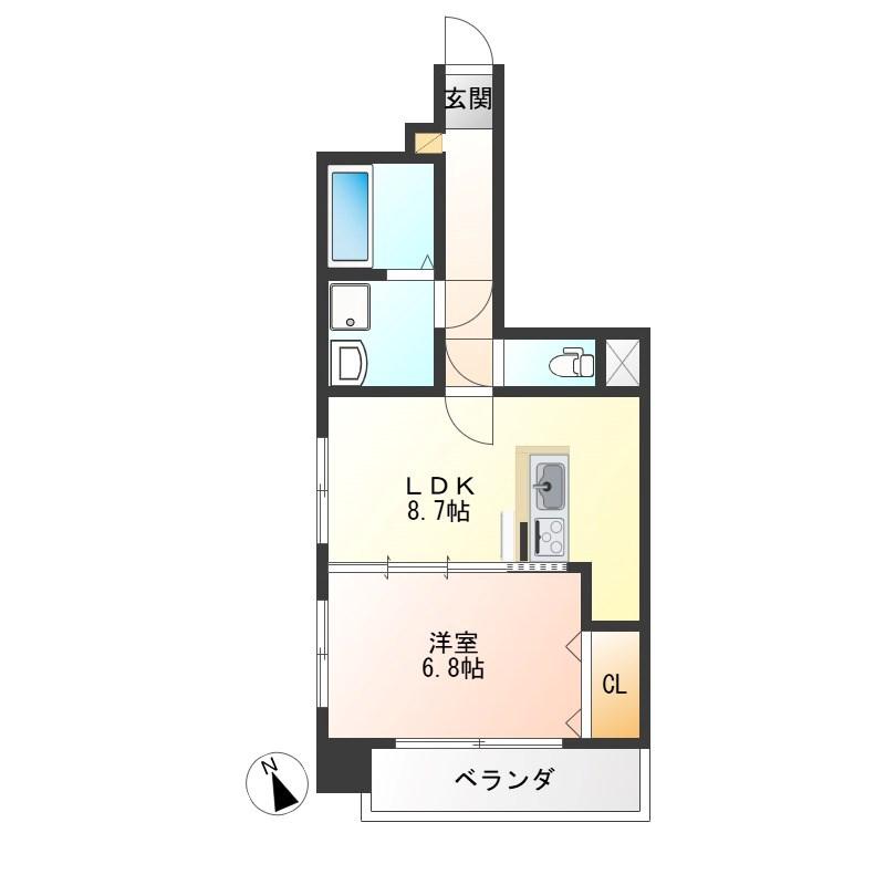 ヴィラージュ エクセラン(1LDK/7階)の間取り写真