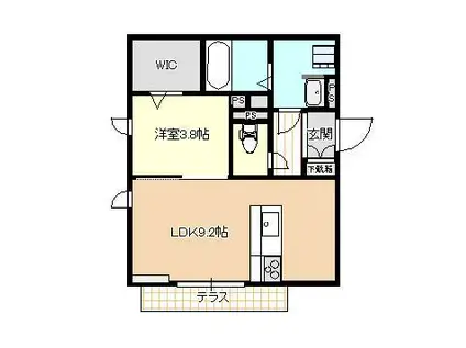 ソアヴィータ新山口(1LDK/1階)の間取り写真