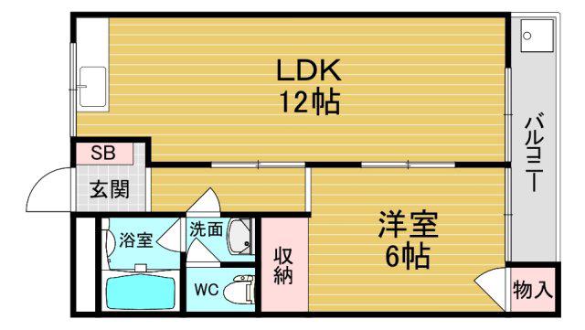 クラウンコート(1LDK/1階)の間取り写真