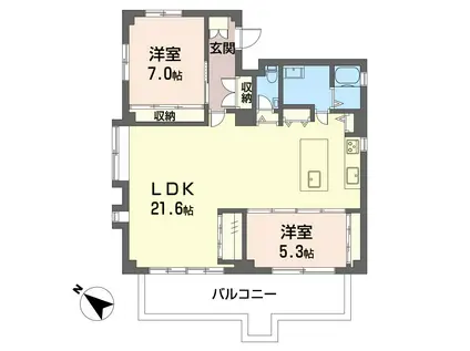 SHM オクタビア・ヒル D(2LDK/3階)の間取り写真