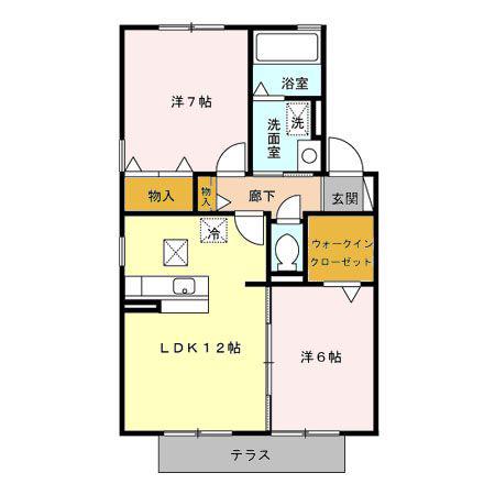 フルール(2LDK/1階)の間取り写真