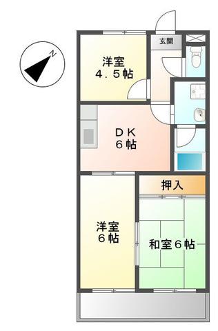 キャッスルKAZU(3DK/2階)の間取り写真