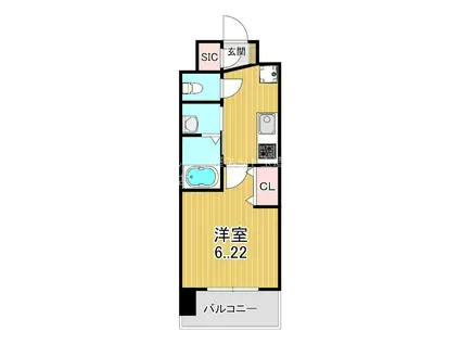 LUXE布施北III(1K/11階)の間取り写真