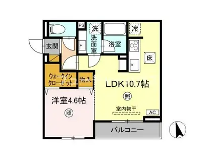 D‐INVEST東原A(1LDK/1階)の間取り写真