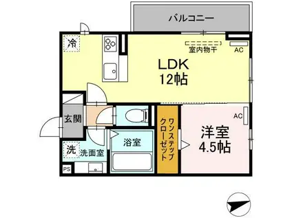 D-SQUARE平川本町(1LDK/3階)の間取り写真