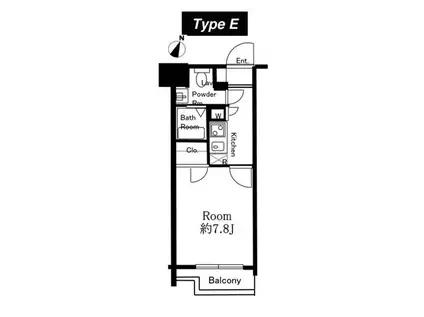 ドゥーエ国府台(1K/3階)の間取り写真