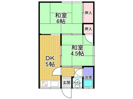 豊永荘(2K/1階)の間取り写真