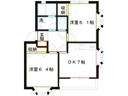 OZ参番街A(2DK/1階)の間取り写真