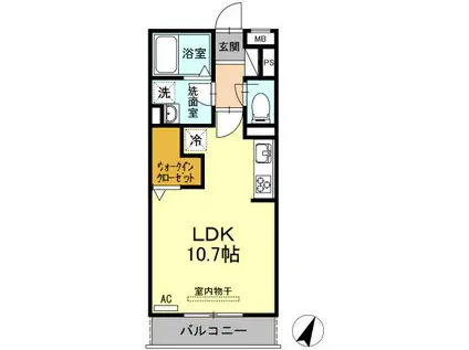 スカイハウス(ワンルーム/2階)の間取り写真