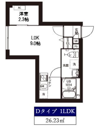 レピュア曙橋駅前レジデンス(1LDK/5階)の間取り写真