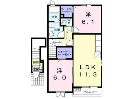 ガーデンヒルズA(2LDK/2階)の間取り写真