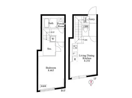 エルファーロ広尾(1LDK/1階)の間取り写真