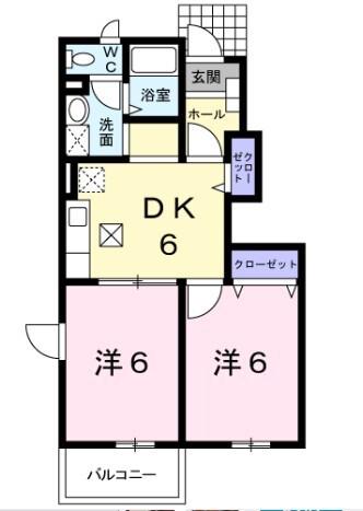 クレスト-ルユキB(2DK/1階)の間取り写真