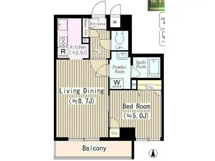ヴェルデベント(1LDK/5階)の間取り写真
