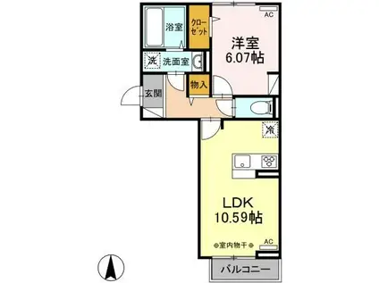 ピアニー(1LDK/2階)の間取り写真