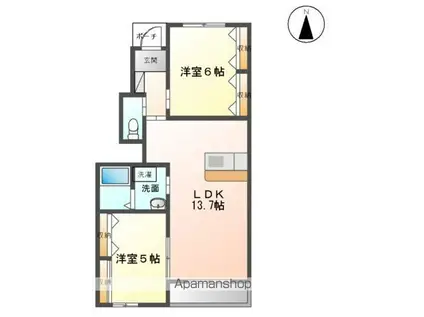 サンパレス・キワ(2LDK/1階)の間取り写真