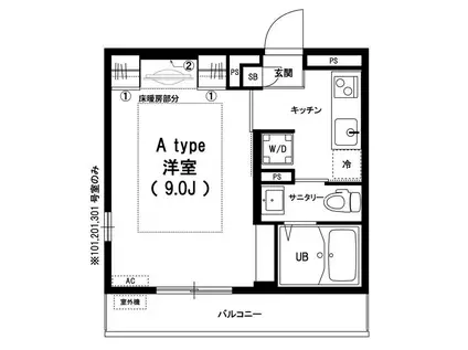 リブリ・N(1K/1階)の間取り写真